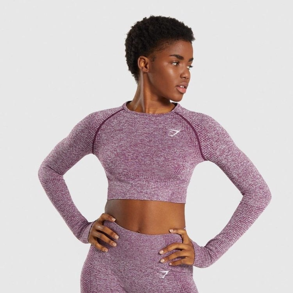 Gymshark Deep Plum Marl Vital Seamless Crop Top
